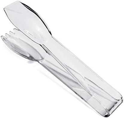 New Star Foodservice 35582 High Heat Plastic, Straight Edge Utility Tong, 6", Clear, Set of 12