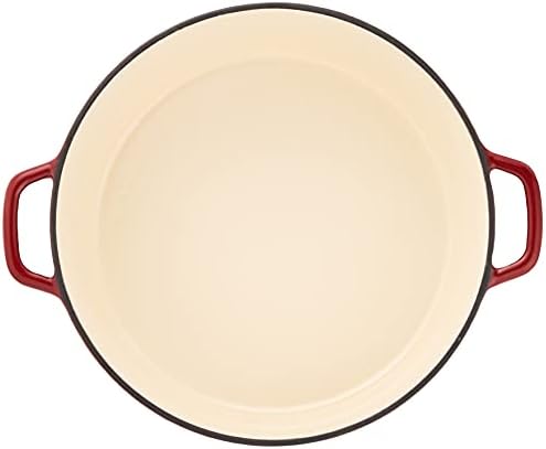 Cuisinart Chef's Classic Enameled Cast Iron Dutch Oven with Lid, Porcelain Enameled Interior, Oven Safe, Induction Compatible, 7-Quart, Round, Cardinal Red