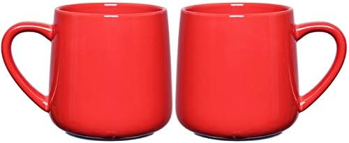Bosmarlin Glossy Ceramic Coffee Mugs Set of 2, Tea Cup for Office and Home, 18 oz, Suitable for Dishwasher and Microwave(Red, 2)