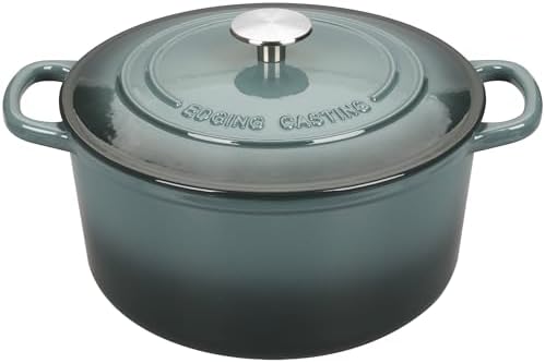 EDGING CASTING Enameled Cast Iron Dutch Oven with Sourdough Bread Baking Kit, Bread Dutch Oven with Lid, Includes Proofing Basket & Baking Tools, 5qt, Slateblue