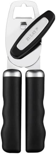 Zulay Kitchen Manual Can Opener Heavy Duty Patented Stainless Steel, Black