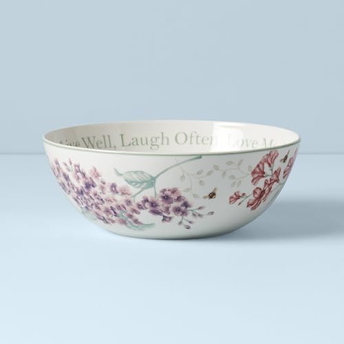 Lenox Butterfly Meadow "Live Well, Laugh Often, Love Much" Serving Bowl, White -