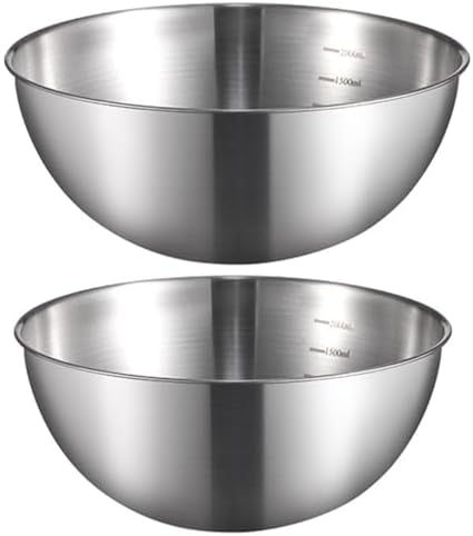 Stainless Steel Salad Bowls Set - Mixing Bowls with Measurement Markings, Snacks Bowls - Small, 1.27 Quart - Serving & Storage Bowls for Mixing, Cooking, Baking, Prepping