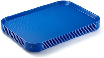 CURTA 6 Pack Blue Lunch Trays, 12x16 Inch Plastic Serving Tray