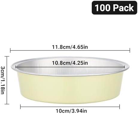 Beasea Aluminum Foil Ramekins Tart Tin, 100 Pack 7.3oz 215ml Disposable Baking Cups Only, 4 Inch Mini Ramekin No Lids Cupcake Baking Pie Cups for Party - Sage Green