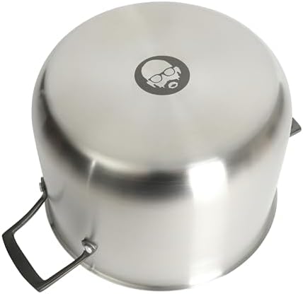 Babish 8 Quart Tri-Ply Stainless Steel Stock Pot with Glass Lid & Black Handles – Dutch Oven, Oven Safe, Dishwasher Safe