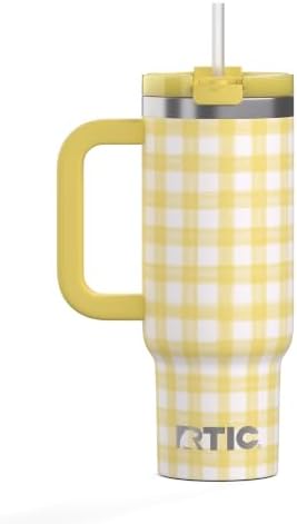 RTIC 30oz Road Trip Tumbler, Insulated, Ceramic Lined, Sunlight Gingham