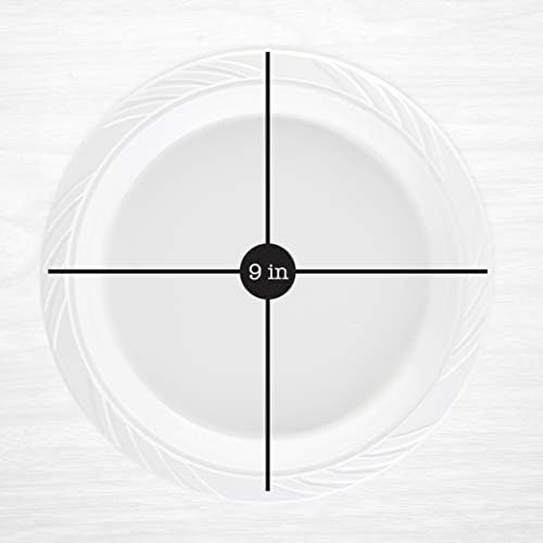 400 Count Disposable 9 Inch White Plastic Dinner Plates large