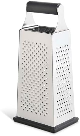 HIC Kitchen Professional Grater Zester, Stainless Steel, Non-Slip Base and Handle, 4 Multi-Grating Surfaces
