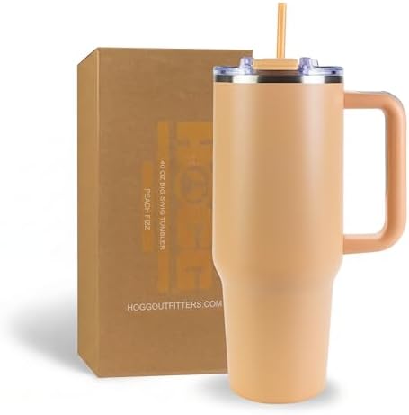 Hogg Big Swig 40oz Tumbler with Handle and Straw - Peach Fizz, 40 oz Tumbler, Insulated Cup with Handle, 40oz Water Bottle with Straw, Thermal Cups, Leak Proof Lid, Travel Mugs, Stainless Steel