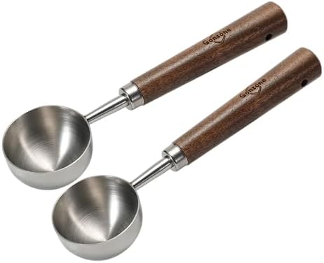 Vintage Coffee Measuring Spoon - 304 Stainless Steel, Coffee Scoop，10g Capacity, Walnut Handle - Perfect for Coffee, Tea, and More (Silver (2 pcs))