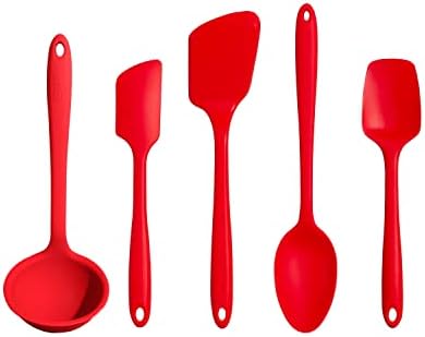 GIR: Get It Right 5 Piece Silicone Ultimate Kitchen Utensils Set - Ladle, Spatula, Flip, Spoon & Spoonula - Non-Toxic Cooking Utensils for Nonstick Cookware, Cooking and Baking - Red
