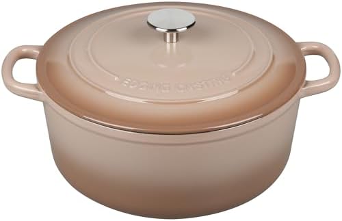 EDGING CASTING Enameled Cast Iron Dutch Oven Pot With Lid, 5.5 Quart, for Bread Baking, Cooking, Mocha