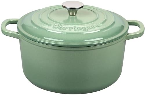 VORRINGARD Enameled Cast Iron Dutch Oven Pot with Lid, for Sourdough Bread Baking, Round Dutch Ovens, 4.5 Quart, Sage Green