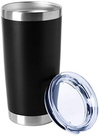 HASLE OUTFITTERS 20oz Tumblers Bulk Stainless Steel Cups with Lid Double Wall Vacuum Insulated Coffee Mugs for Cold & Hot Drinks 1 Pack, Black