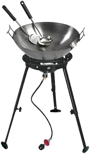Eastman Outdoors 37212 Outdoor Gourmet 22 Inch Carbon Steel Wok Kit,Black & Steel