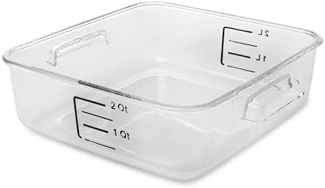 Rubbermaid Commercial Products, Space Saving Square Food Storage Container, 2 Quart, Clear, for Kitchen/Sous Vide/Meal Prep