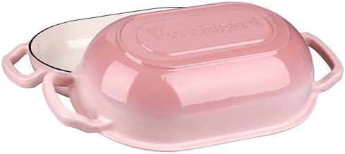 VORRINGARD Enameled Cast Iron Sourdough Bread Oven, Dutch Oven, Loaf Cast Iron Bread Pan for Homemade Bread Baking, Meatloaf Pan with Lid, 5QT, Pink