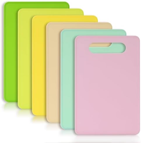 Luckyiren Plastic Cutting Board Set, 6-Piece Kitchen Cutting Mats, BPA-Free