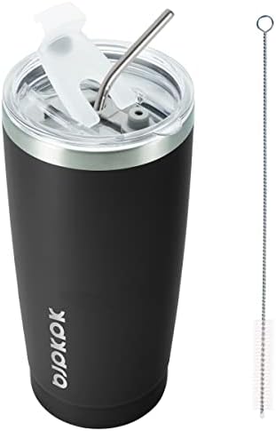 BJPKPK 20 oz Coffee Tumbler with Lid & Straw, Insulated Stainless Steel Mug