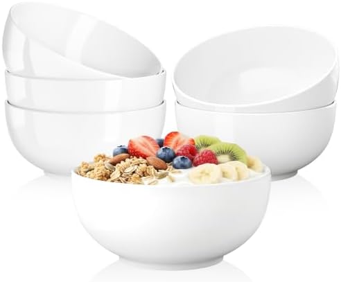 Quatish Cereal Bowls Set of 6, 24 OZ Soup Bowl, Durable Ceramic Bowls