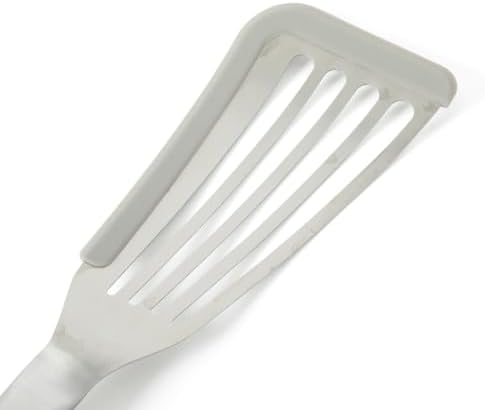 Calphalon Prime Slotted Fish Turner, Kitchen Flipping Spatula, Slotted Spatula, Stainless Steel Slotted Turner with Silicone High-Heat Resistant Handle, Cookware for Flipping and Draining (Taupe)