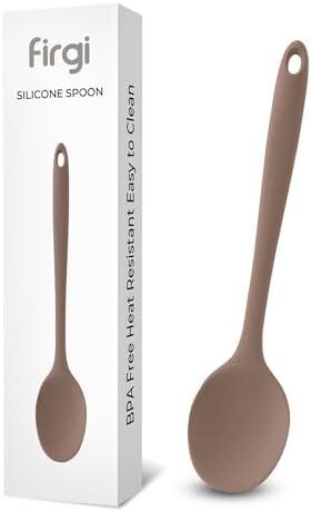 Multi Platinum Silicone Cooking Spoon for Baking, Scraping & Mixing, 100% Food Grade Colorful Silicone Kitchen & Serving Utensils, Heat Resistant, Non-Stick Cookware - 11.4 inch Taupe Brown