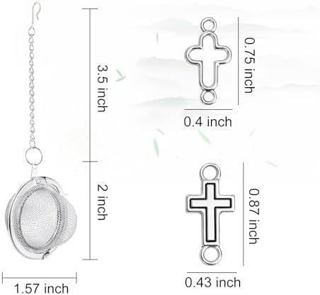 2Pcs Christian Baptism Tea Infuser, 2.1” Tea Ball with Jesus Cross Pendant