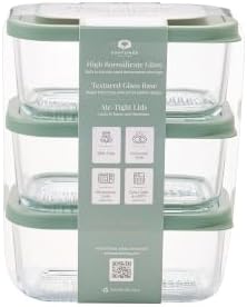 DURA LIVING Glass Food Storage Containers with Lids — 6 Piece — 24.4 oz Glass with BPA-Free Leak Resistant Stackable Lids — Microwave, Oven & Dishwasher Safe — Ideal for Meal Prep & More - Soft Sage