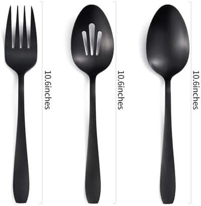 6 Pieces Large Matte Black Serving Set, Stainless Steel