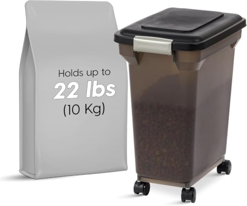 IRIS USA Dog Food Storage Container, Up to 22 lbs, Smoke, Made in USA