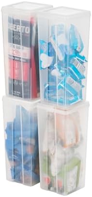 IRIS USA Flip Top Storage Containers |Made in USA| Large (4-Pack) - Clear