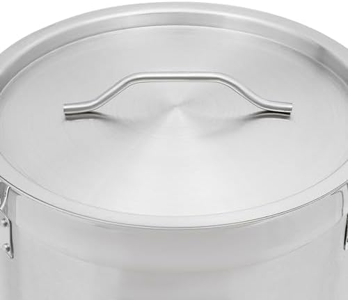 17L/17.9Qt Commercial Large Stock Pot with Lid,Nickel Free Stainless Steel Cookware Healthy Polished Stockpots, Induction Soup Pot for Cooking Home Use