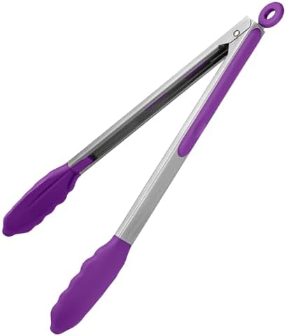 U-Taste Kitchen Tong for Cooking, 600ºF Heat-Resistant Silicon, 12in/Purple