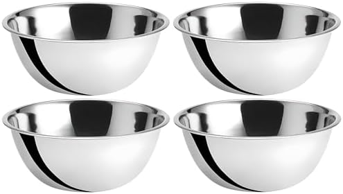 OCS Parts 4-Pack 8 Quart Mixing Bowls | 13.25-Inch Stainless Steel Bowls