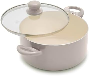 GreenLife 5QT Ceramic Nonstick Stockpot with Lid, Light Gray