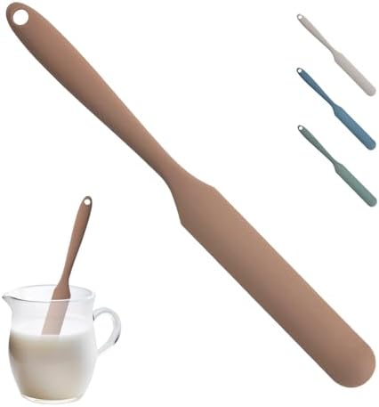 Silicone Jar Spatula,Non-Stick Heat Resistant Kitchen Thin Spatula,Sourdough Stirring Stick,Jam Spreader for Peanut Butter,Cake Cream Butter Spatulas for Scraping Icing Bread Cream (Red)