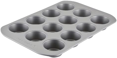 Farberware Bakeware Nonstick Muffin & Cupcake Pans, 12-Cup, Gray
