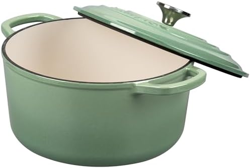VORRINGARD Enameled Cast Iron Dutch Oven Pot with Lid, for Sourdough Bread Baking, Round Dutch Ovens, 4.5 Quart, Sage Green