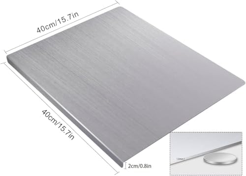 OTAVILEM Cutting Board for Kitchen, Food Grade Stainless Steel Cutting Board Non Toxic, Metal Chopping Board for Veggies, Meat, Fruits, Bread and Baking 15.7"L x 15.7"W