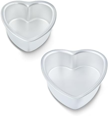 6 × 3 & 8 × 3 Inch Heart Shaped Cake Pans Set of 2, Aluminum Heart Cake Tin, Baking Cake Pan for Wedding, Party, Family Occasions, Chocolate, Bread. (Heart, 6 × 3 & 8 × 3 Inch,Set of 2)