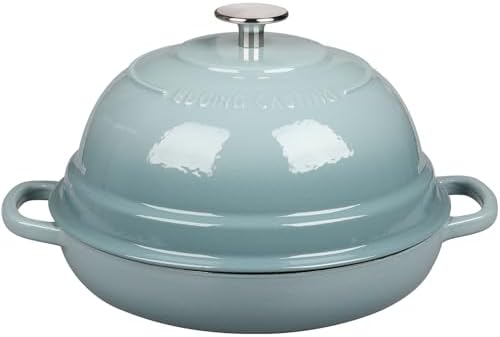 EDGING CASTING Enameled Cast Iron Dutch Oven Pot with Lid, Round Bread Oven for Homemade Sourdough Bread Baking, 6 Quart, Seasalt