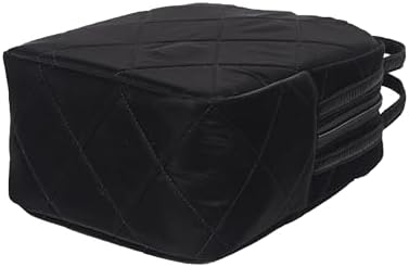 Machine Washable Women Quilted Fabric Insulated Reusable Cooler Lunch Bag Tote Adult Thermal Lunch Box Storage Bag for Ｗork (Black #3)