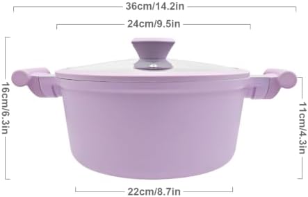 AIKENBBKK 5 Quart Stock Pot with Lid, Non Stick Cooking Pot, Ceramic Soup Pot Nonstick, Induction Cookware for Pasta,Soup,Spaghetti, Stay-Cool Handle, Suitable for All Stoves, PFAS-Free, Purple