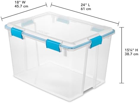 Sterilite Gasket Storage Box with Lids for Home & Office, 80 Quart, 12-Pack