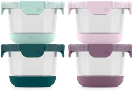 Ello Duraglass Refresh 2 Cup Glass Storage Containers, 4 Pack, Garden Goals