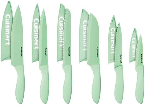 Cuisinart 12-Piece Kitchen Knife Set, Advantage Color Collection with Blade Guards, Pistachio