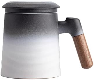 ZENS Tea Mug with Infuser and Lid for Loose Leaf Tea Steeper, 12oz White