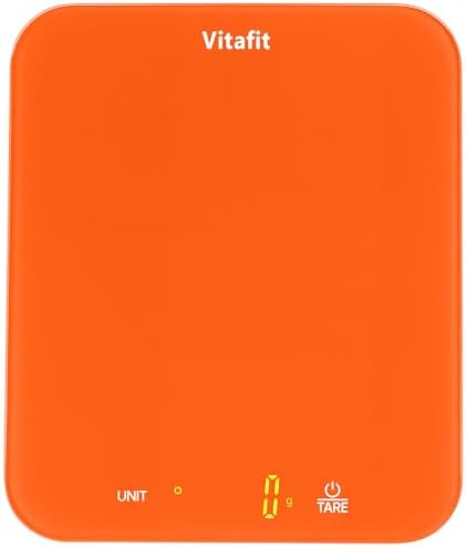 Vitafit 33lb/15kg Digital Food Scale in High Precision 0.1oz/1g, Our Own Kitchen Scale Professional Factory Since 2001, Kitchen Essentials for Cooking & Baking, LED, 3xAAA Battery, Refreshing Orange