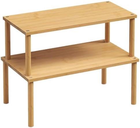 VERTORGAN 2 Pack Cabinet Organizer Shelf,Bamboo Countertop(Large,Natural)